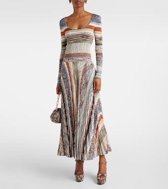 Knitted pleated striped maxi dress | Missoni
