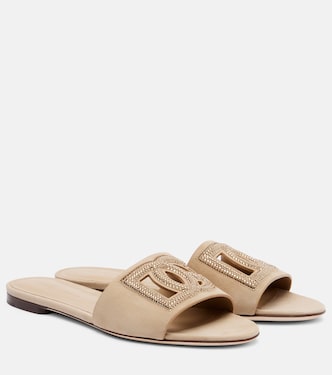 DG crystal-embellished suede slides | Dolce&Gabbana