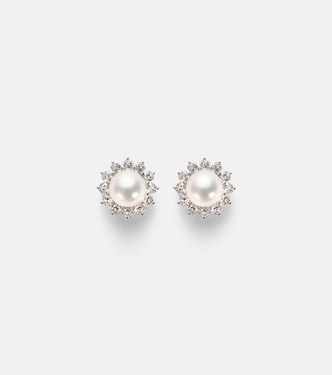 Ohrringe aus 18kt Weißgold mit Diamanten und Akoyaperlen | Mikimoto