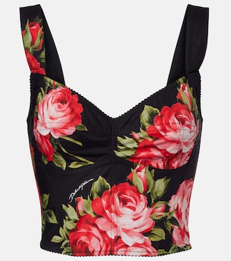 Floral cotton-blend bustier top | Dolce&Gabbana