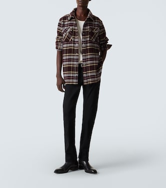 Plaid cashmere shirt with emerald | God's True Cashmere