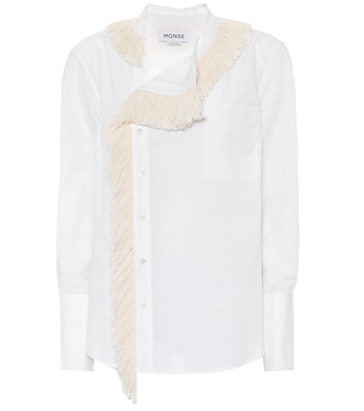 Camicia in cotone e lino con frange | Monse