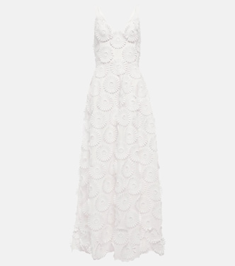 Robe longue en coton mélangé à fleurs | Elie Saab