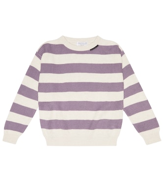 Jersey de algodón a rayas | Brunello Cucinelli Kids