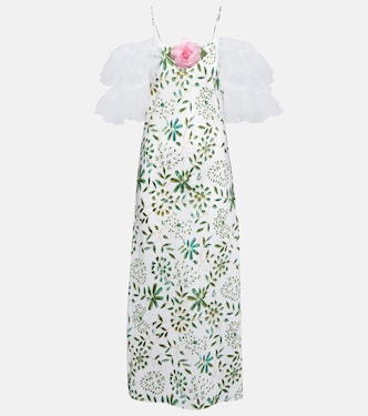 Floral-appliqué silk midi dress | Rodarte