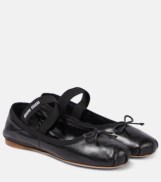 Logo leather ballet flats | Miu Miu
