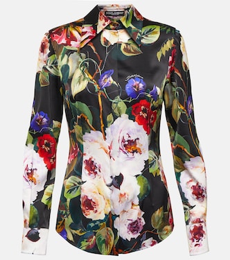 Chemise en satin de soie à fleurs | Dolce&Gabbana