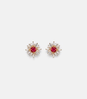 Ohrringe One of a Kind aus 18kt Gelbgold mit Diamanten und Rubinen | Suzanne Kalan