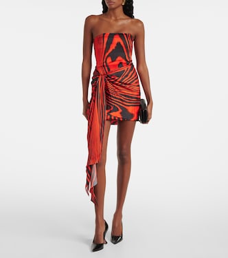 Zebra-print gathered bustier dress | David Koma