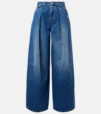 Jeans anchos plisados con bordado | Jean Paul Gaultier