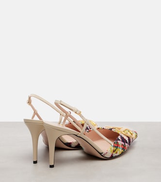 Pumps slingback VLogo 80 in tweed con pailettes | Valentino Garavani