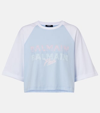 Camiseta cropped de jersey de algodón | Balmain