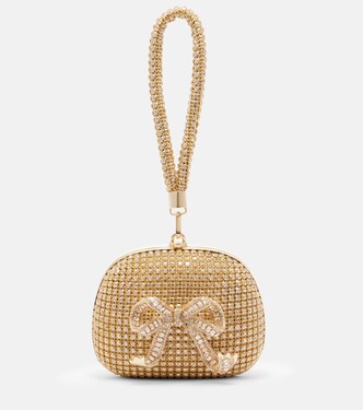 Bow Mini crystal-embellished clutch | Self-Portrait