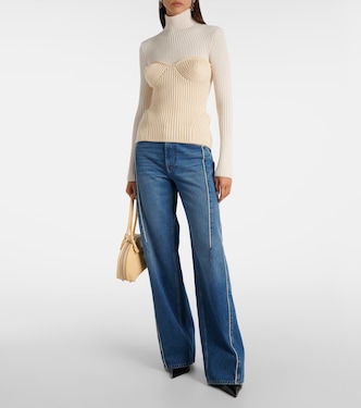 Ribbed-knit wool-blend turtleneck sweater | Jean Paul Gaultier