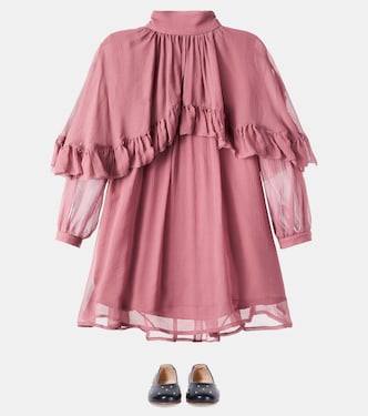 Ruffled caped silk dress | Chloé Kids
