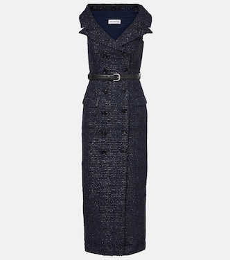 Belted bouclé midi dress | Self-Portrait