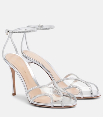 Sandalen 95 aus Veloursleder mit Kristallen | Gianvito Rossi