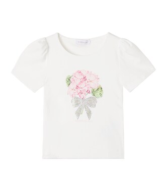 Floral cotton-blend jersey T-shirt | Monnalisa