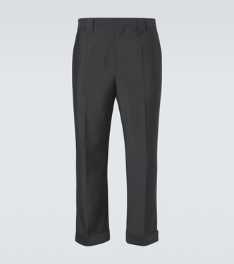 Cropped wool and mohair straight pants | Versace