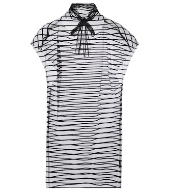 Striped mesh tie-neck top | Dries Van Noten