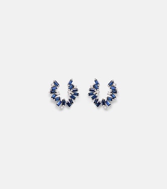 Boucles d’oreilles en or blanc 18 cts, diamants et saphirs | Suzanne Kalan