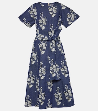 Floral denim midi dress | Carolina Herrera