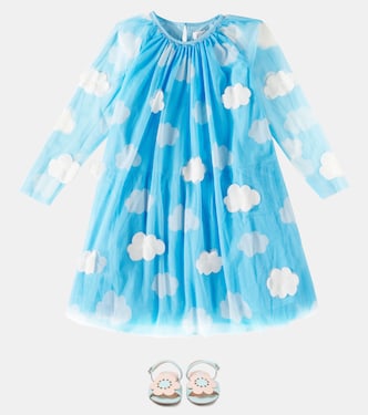 Abito in tulle con stampa e applicazioni | Stella McCartney Kids