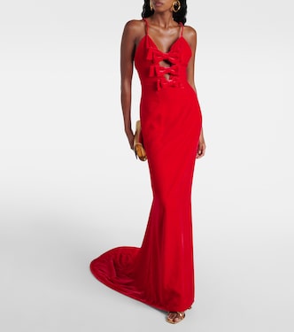Vestido de fiesta de terciopelo con lazo | Alessandra Rich