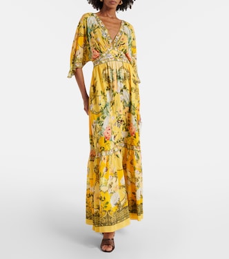 Paths of Gold floral silk maxi dress | Camilla