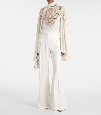 Pantaloni flared in cady a vita alta | Elie Saab