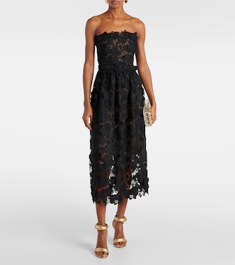 Floral lace bustier gown | Oscar de la Renta