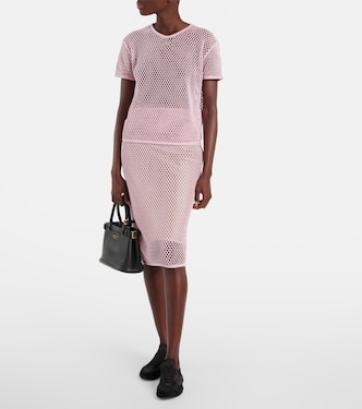 T-shirt in mesh di cotone | Prada