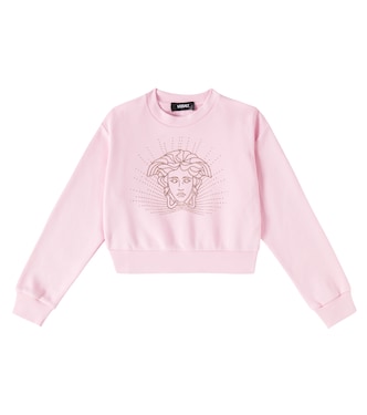 Medusa embellished cotton jersey sweatshirt | Versace Kids