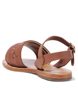 Sandales brodées en cuir à logo | Chloé Kids