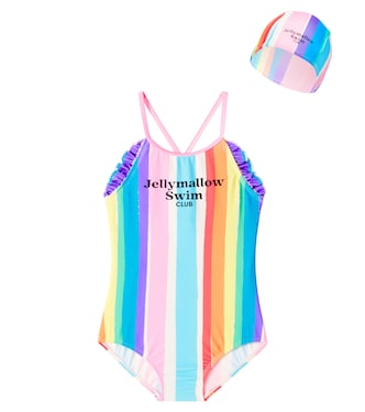 Rainbow swimsuit and cap set | Jellymallow