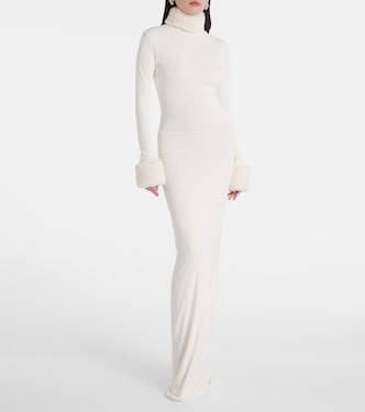 Priscilla faux fur-trimmed satin gown | The New Arrivals Ilkyaz Ozel