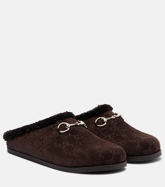 Mules New Sol GG Horsebit in suede | Gucci