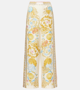 Pantalón palazzo Underwater Barocco de seda | Versace