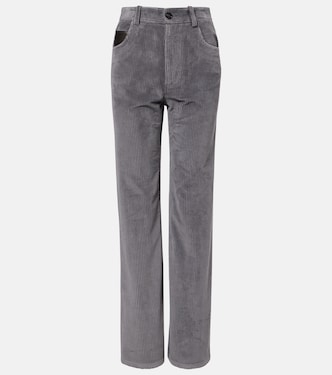 High-rise cotton corduroy straight pants | Bottega Veneta