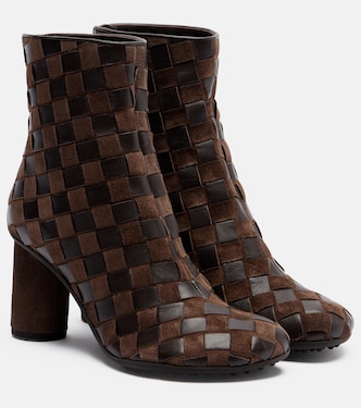 Atomic Intrecciato 50 leather and suede ankle boots | Bottega Veneta