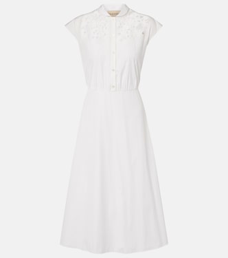 Guipure lace-trimmed cotton midi dress | Valentino