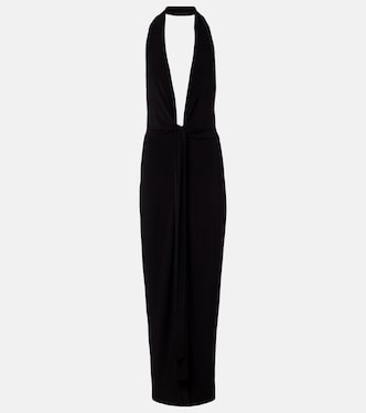 Halterneck velvet maxi dress | Norma Kamali