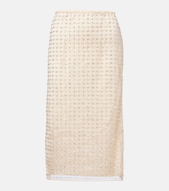 Ciara beaded sheer tulle midi skirt | Staud