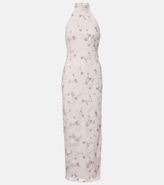 Vestido midi con cuello halter bordado | Rotate