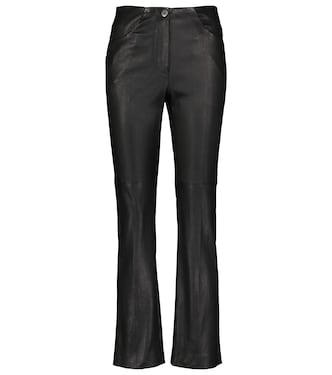Pantalon évasé à taille haute en cuir | Brunello Cucinelli