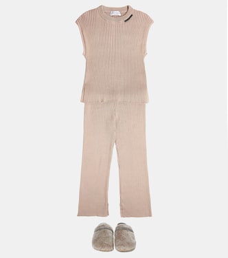 Ribbed-knit cotton pants | Brunello Cucinelli Kids