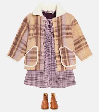Teddy-trimmed checked coat | Paade Mode