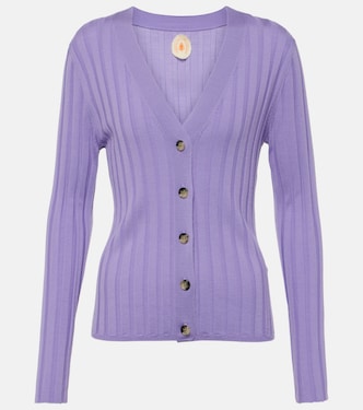 Cardigan in lana vergine a coste | Jardin des Orangers