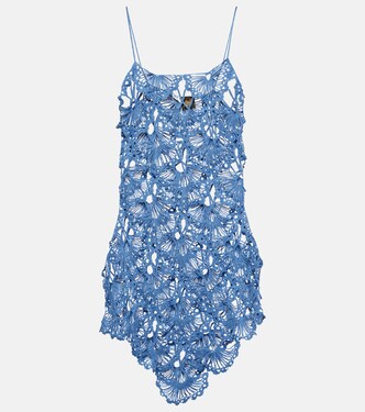 فستان قصير كروشيه من القطن Paula's Ibiza | Loewe