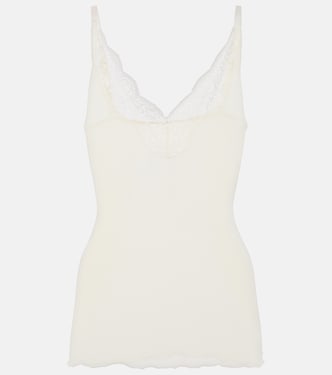 Top in misto cotone con pizzo | Saint Laurent